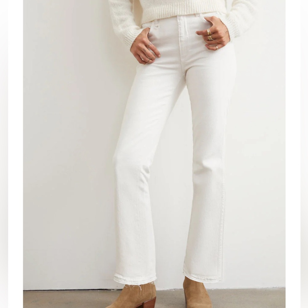 AMO Bella White High-Rise Straight Jeans
